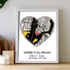 Where We Met Map Poster Personalized Anniversary Gift For Her Him