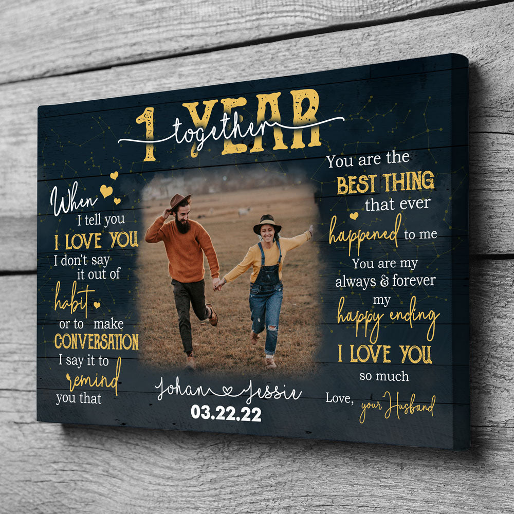1st 1 Year Paper Wedding Anniversary For Wife Personalized Canvas