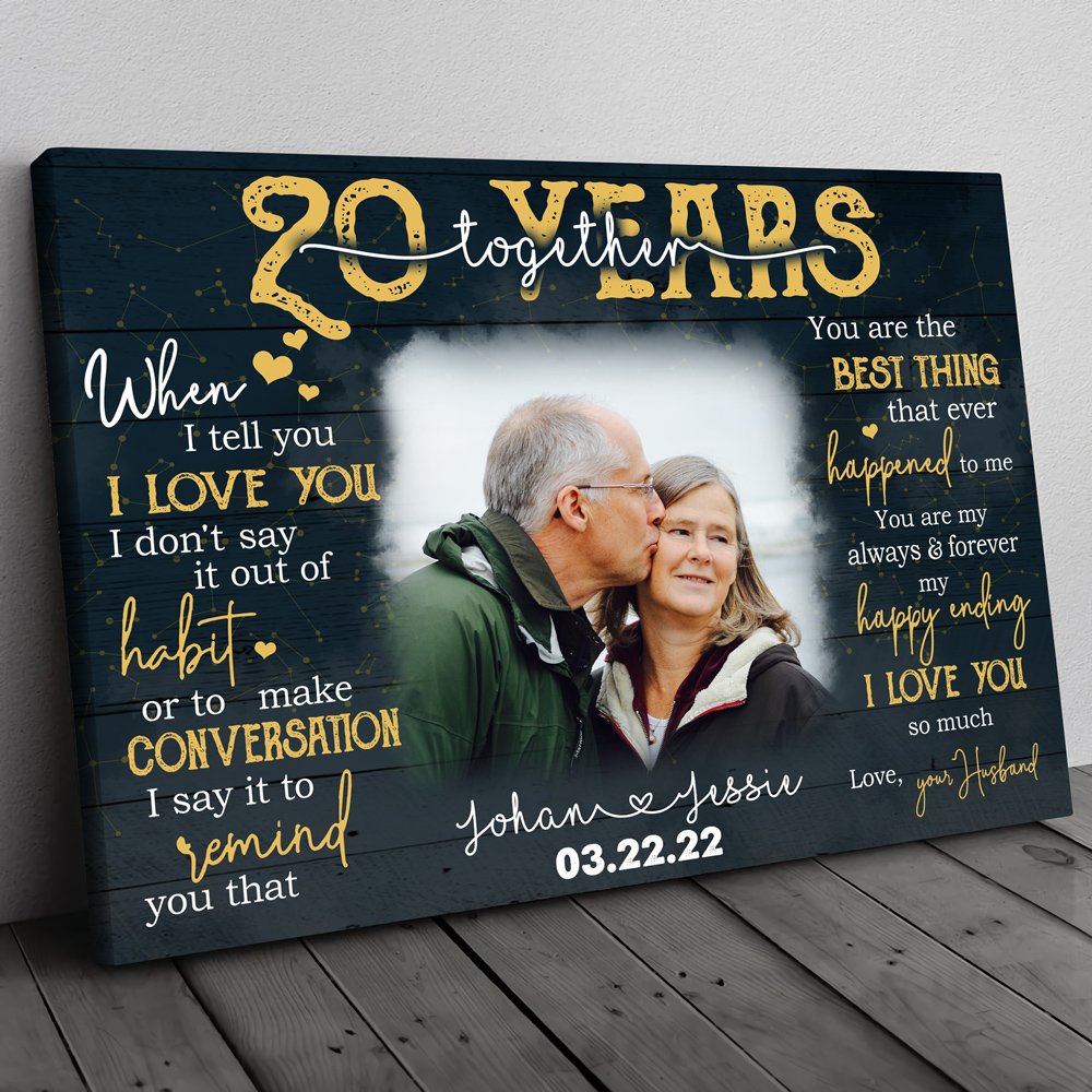 20th 20 Years Platinum Wedding Anniversary For Wife Personalized Canvas
