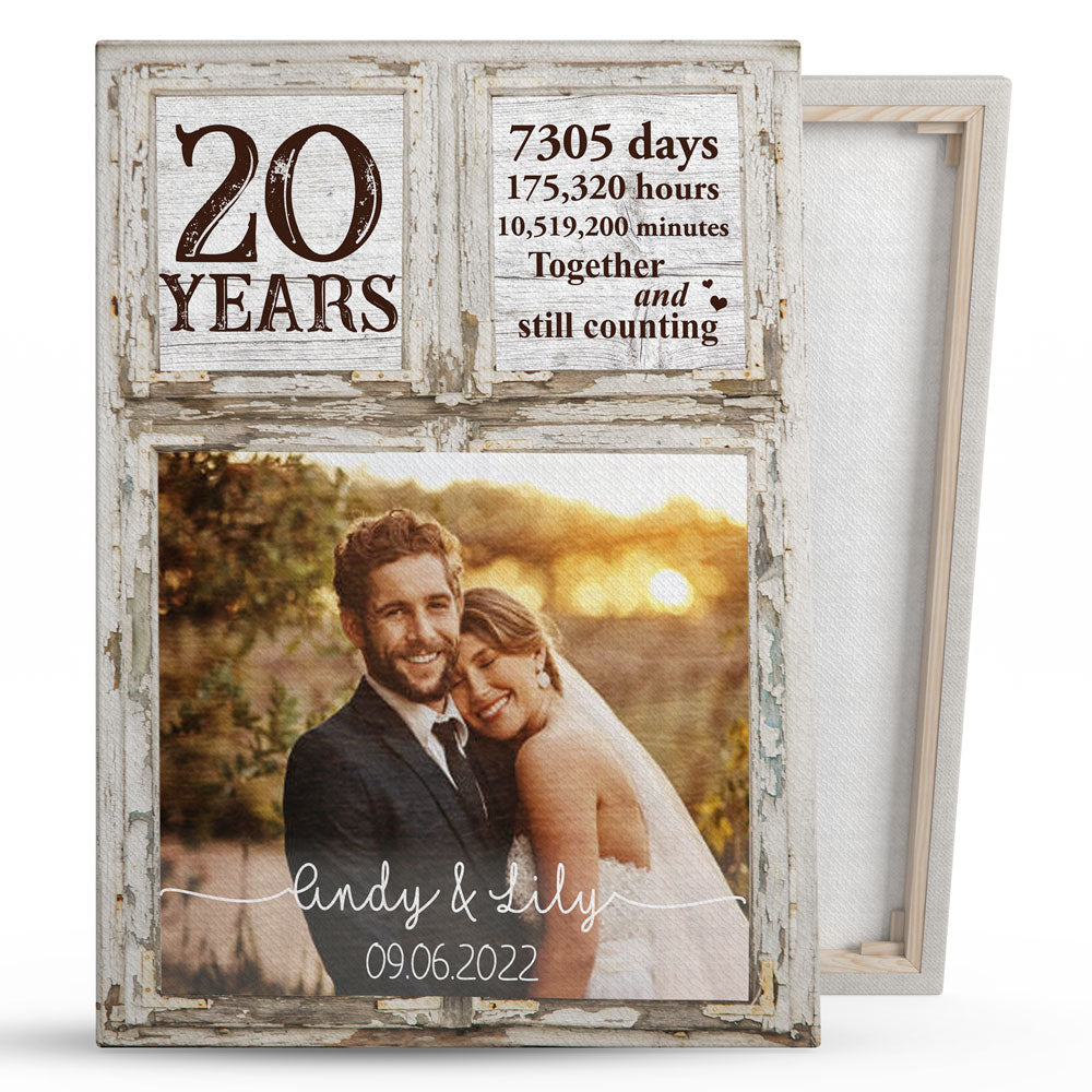 Couple Husband Wife 20th Wedding Anniversary Personalized Canvas