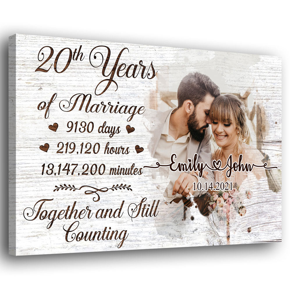 Wife Husband Couple 20th Marriage Anniversary Personalized Canvas