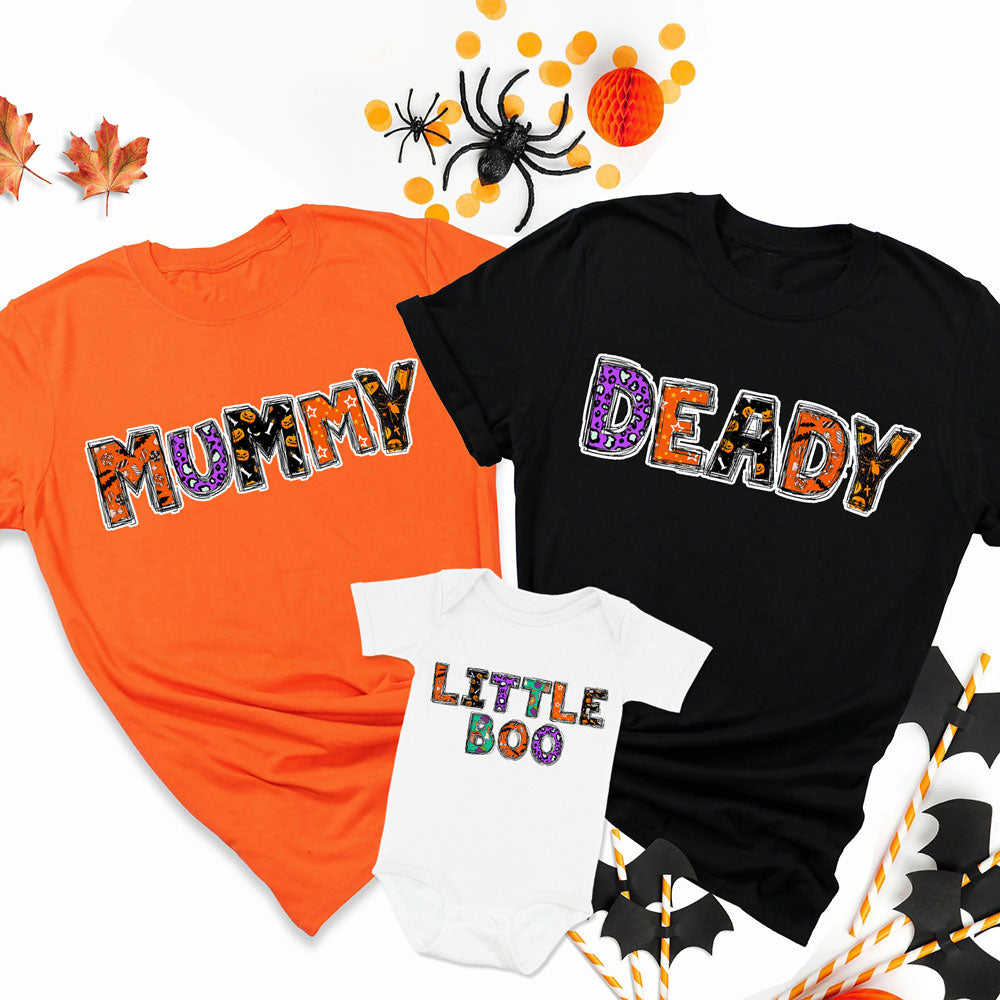 Halloween Family Mummy Deady Little Boo Funny Shirt