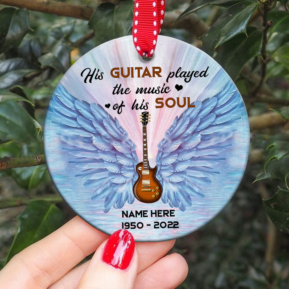 Personalized Guitar Player Memorial Guitarist Sympathy Ornament