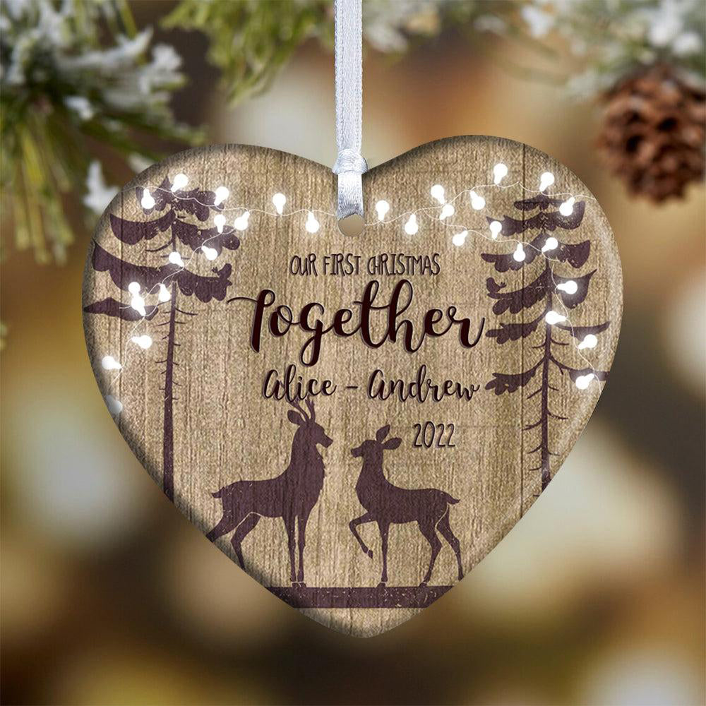Our First Christmas Together Deer Couple Personalized Ornament