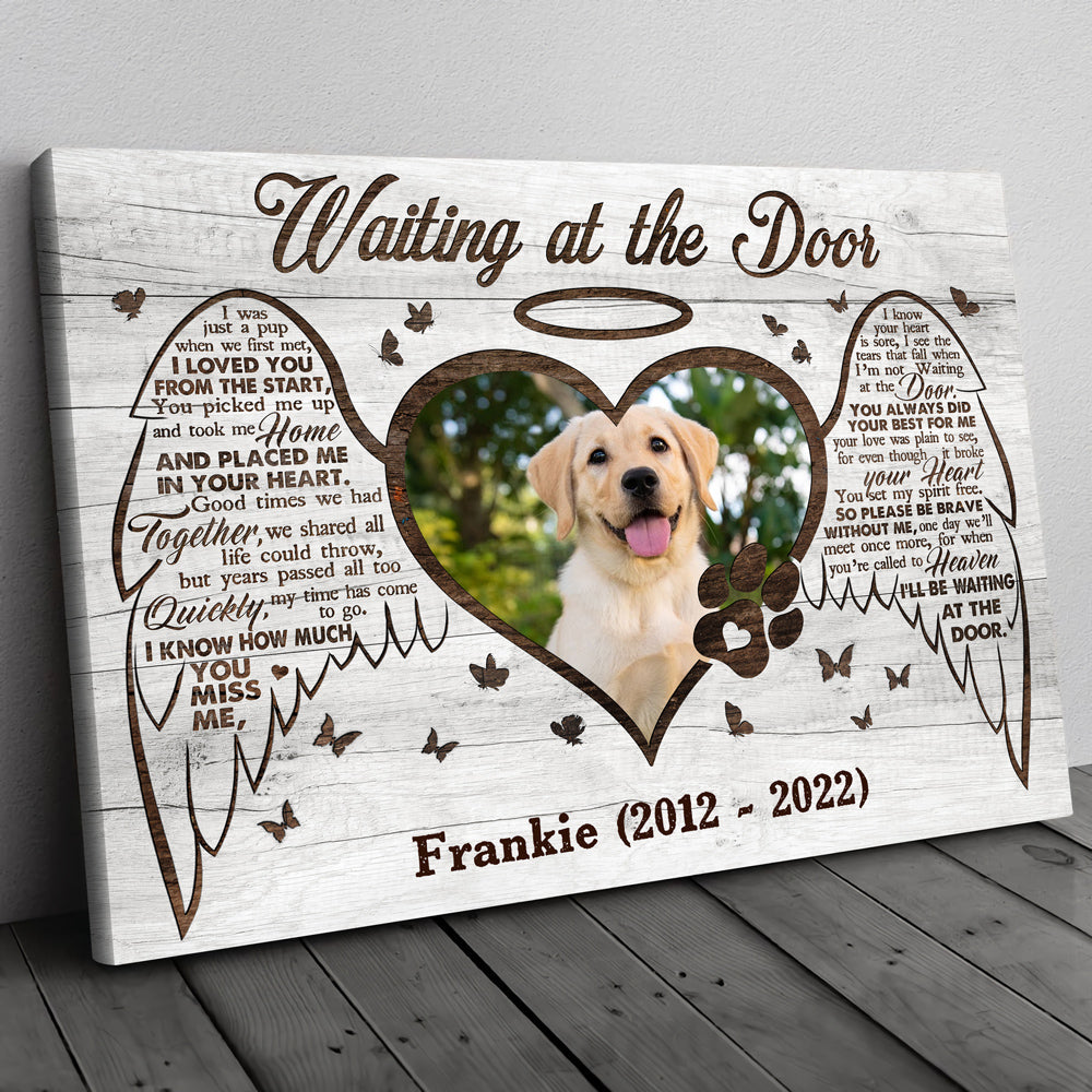 95125-Dog Waiting At The Door Gift Pet Memorial Personalized Canvas H0