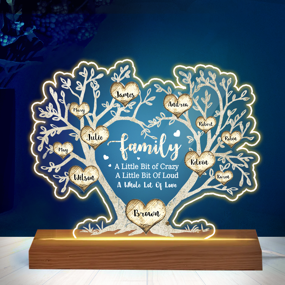 Family Name Tree Light Plaque Personalized Gift For Grandparents Parents