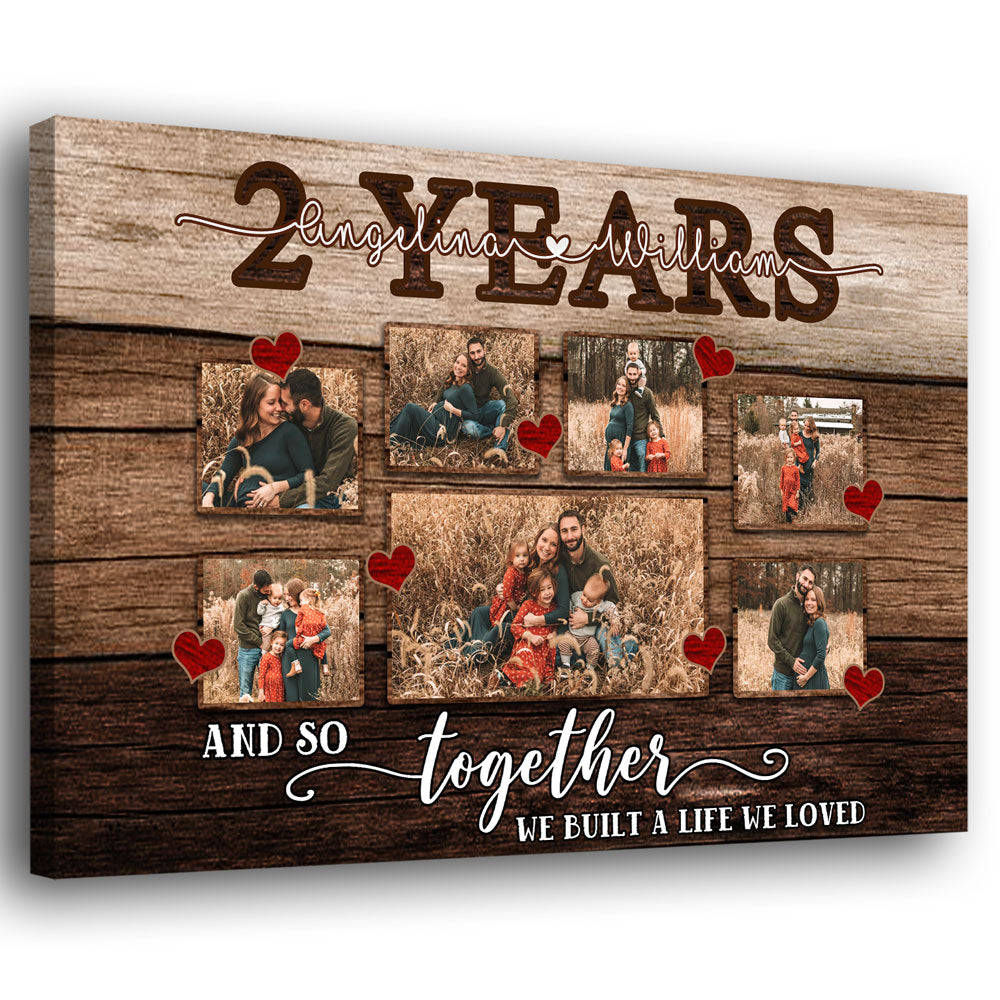 94892-2 Years 2nd Anniversary Couple Love Wife Husband Personalized Canvas H3
