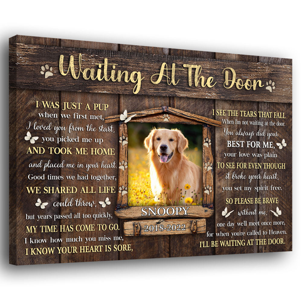 95018-Dog Memorial Pet I'll Be Waiting At The Door Personalized Canvas H1