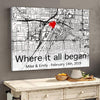 Personalized  Gift For Him For Her The First Meeting Street Map Canvas For Couple