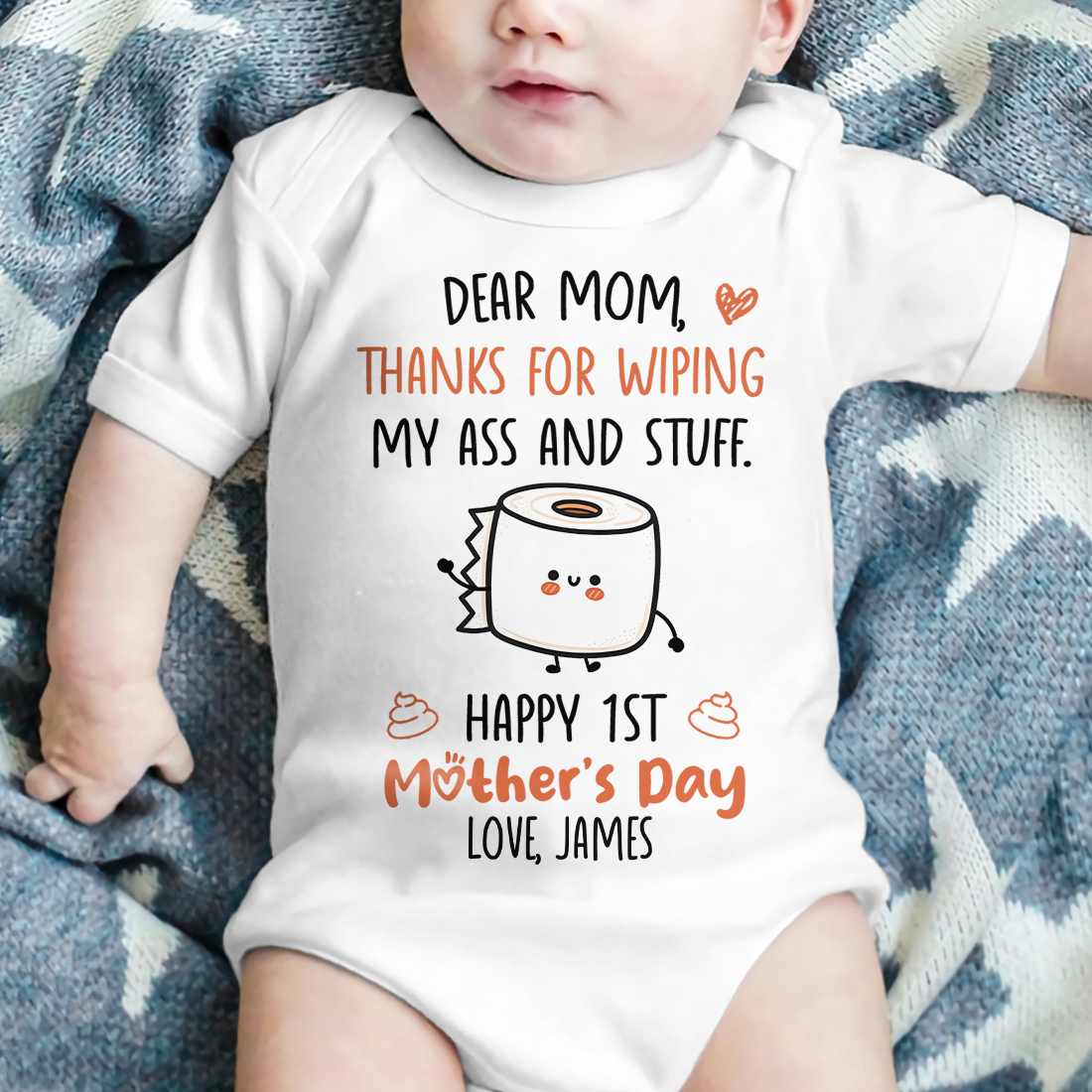 Thanks For Wiping My Ass Baby Onesie Personalized Mother's Day Gift