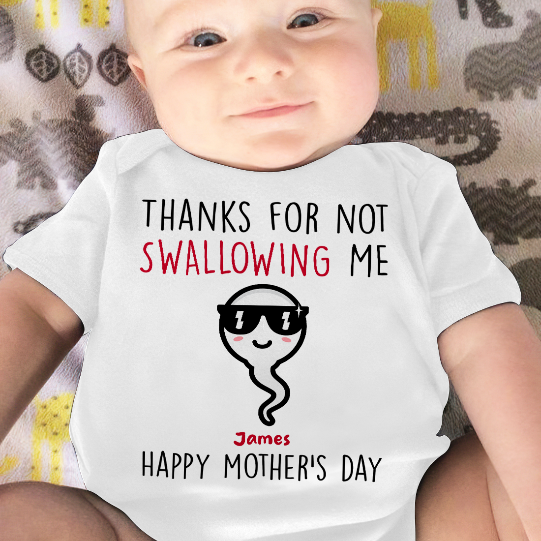 Thanks For Not Swallowing Me Baby Onesie Personalized Mother's Gift