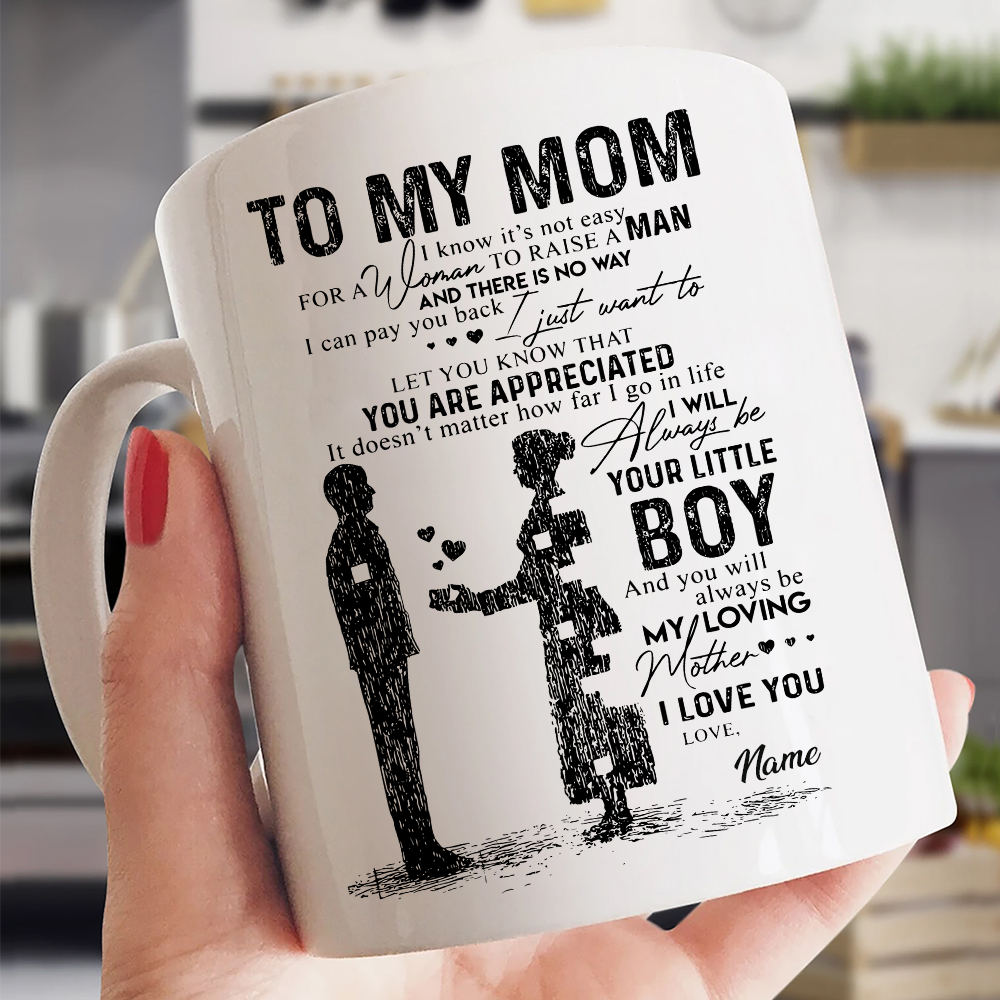 Little Boy To My Mom Mug Personalized Gift For Mom From Son - Family Panda  - Unique gifting for family bonding