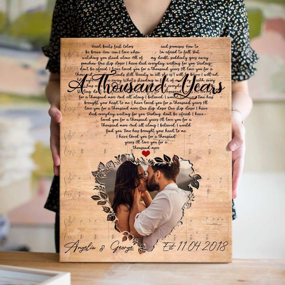 1 Year 1st Anniversary Couple Photo Wife Husband Personalized Canvas -  Family Panda - Unique gifting for family bonding