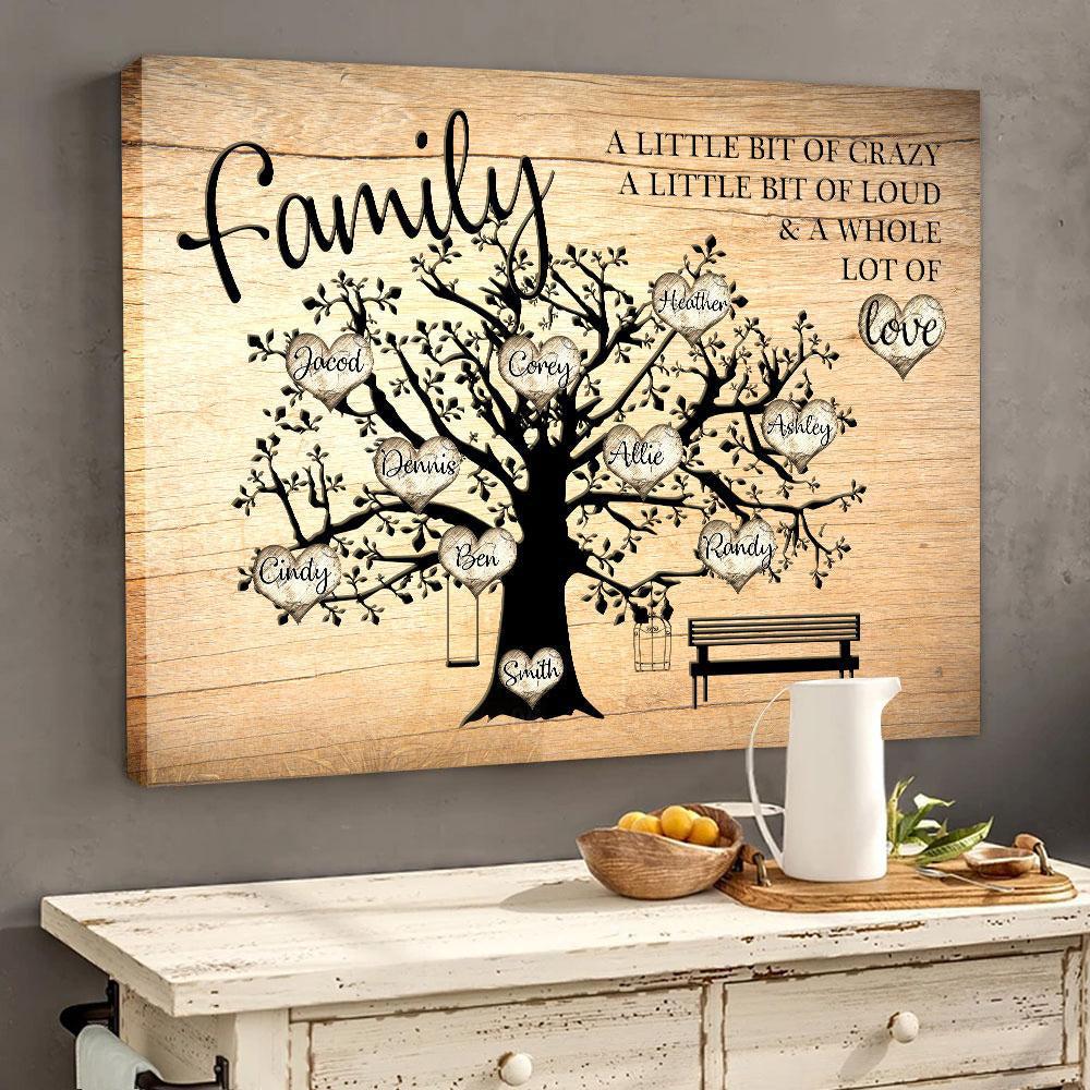 Family Tree Personalized Names Canvas, Gift For Parents, Grandparents
